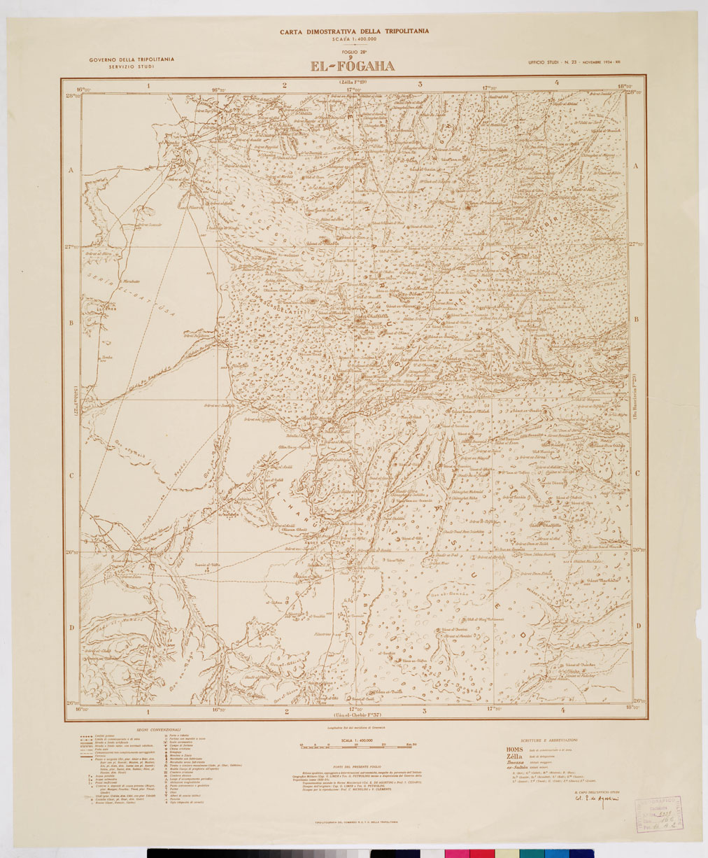 (N:4267) CARTA DIMOSTRATIVA DELLA LIBIA (TRIPOLITANIA) - EL FOGAHA Foglio 28 (B0011040) Carte e stampe antiche: riproduzione a colori su carta (formato A1)