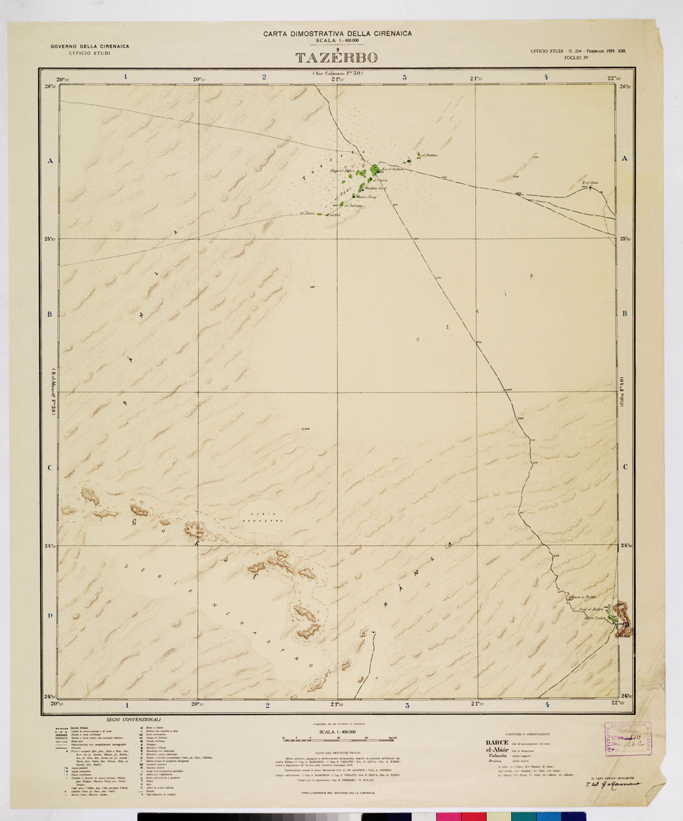 (N:4259) CARTA DIMOSTRATIVA DELLA LIBIA (CIRENAICA) - TAZERBO Foglio 39 (B0011047) Carte e stampe antiche: riproduzione a colori su carta (formato A1)