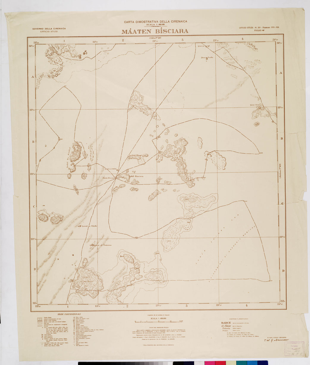(N:4257) CARTA DIMOSTRATIVA DELLA LIBIA (CIRENAICA) - MAATEN BISCIARA Foglio 48 (B0011052) Carte e stampe antiche: riproduzione a colori su carta (formato A1)