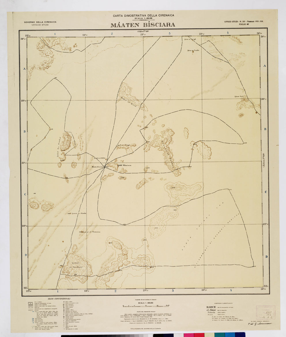 (N:4258) CARTA DIMOSTRATIVA DELLA LIBIA (CIRENAICA) - MAATEN BISCIARA Foglio 48 (B0011053) Carte e stampe antiche: riproduzione a colori su carta (formato A1)