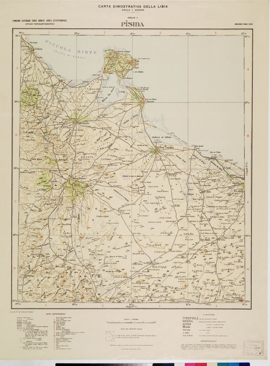 (N:4310) CARTA DIMOSTRATIVA DELLA LIBIA - Foglio 1 PISIDA MAGGIO 1940 XVIII (B0011083) Carte e stampe antiche: riproduzione a colori su carta (formato A1)