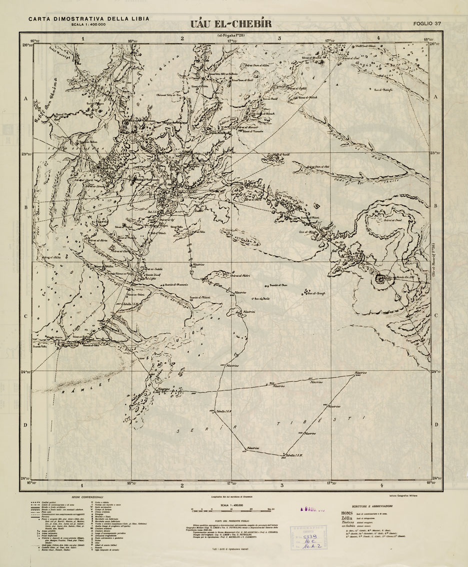 (N:4373) CARTA DIMOSTRATIVA DELLA LIBIA - Foglio 37 UAU EL CHEBIR (B0011176) Carte e stampe antiche: riproduzione a colori su carta (formato A1)