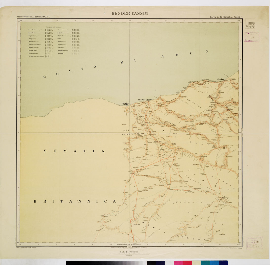 (N:3641) CARTA DELLA SOMALIA - Foglio 1 (B0011190) Carte e stampe antiche: riproduzione a colori su carta (formato A1)