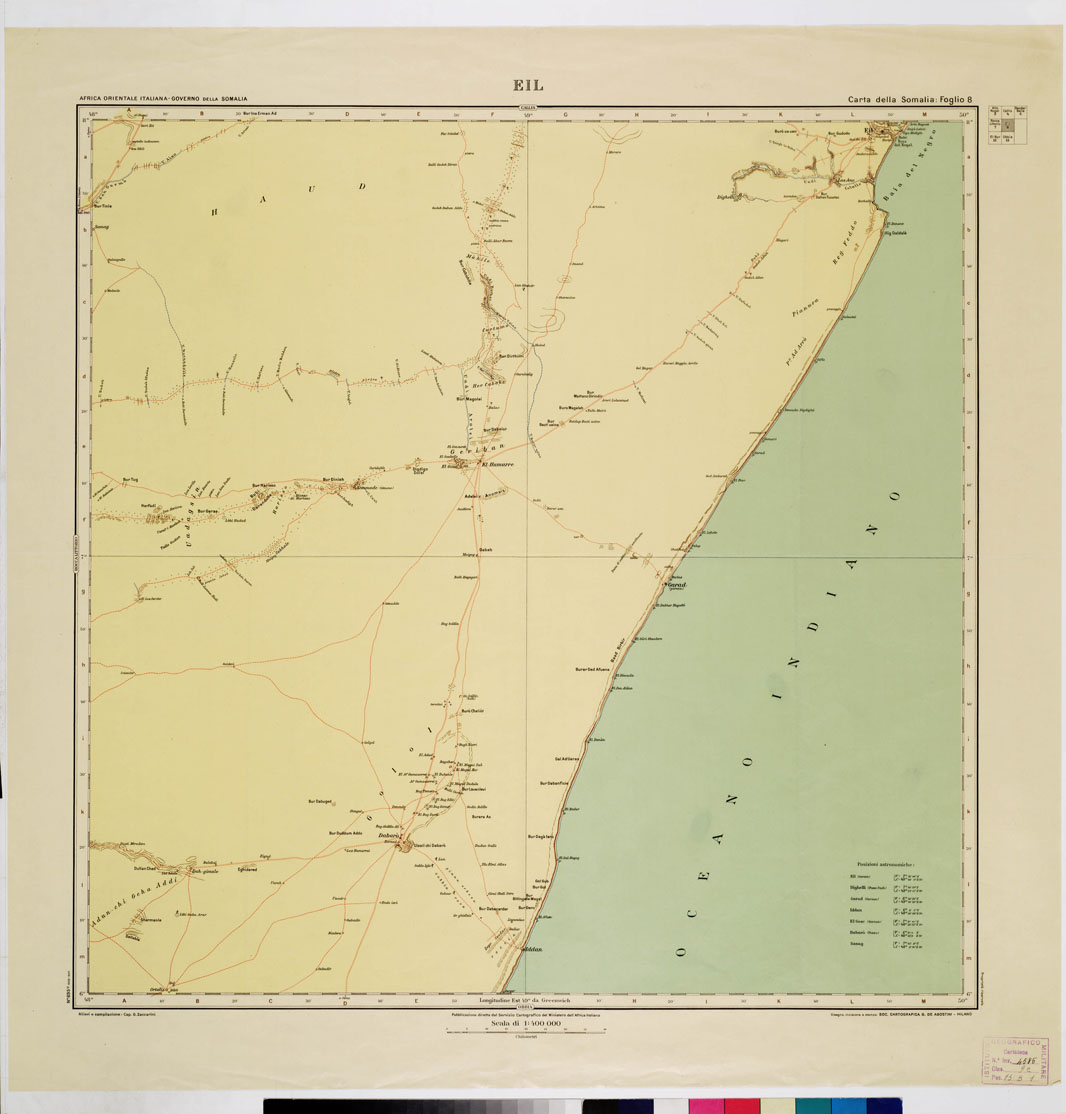 (N:3661) CARTA DELLA SOMALIA - Foglio 8 EIL (B0011197) Carte e stampe antiche: riproduzione a colori su carta (formato A1)