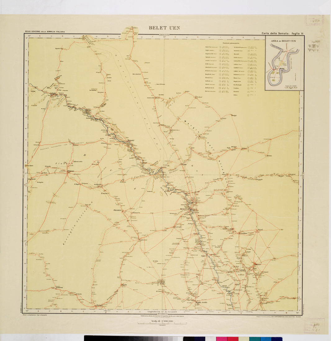(N:3643) CARTA DELLA SOMALIA - Foglio 11 BELET UEN (B0011199) Carte e stampe antiche: riproduzione a colori su carta (formato A1)