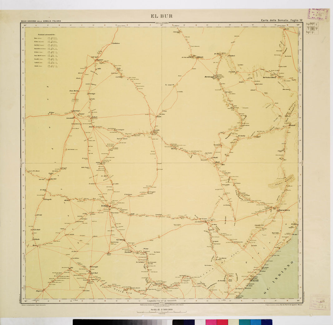 (N:3644) CARTA DELLA SOMALIA - Foglio 12 EL BUR (B0011200) Carte e stampe antiche: riproduzione a colori su carta (formato A1)