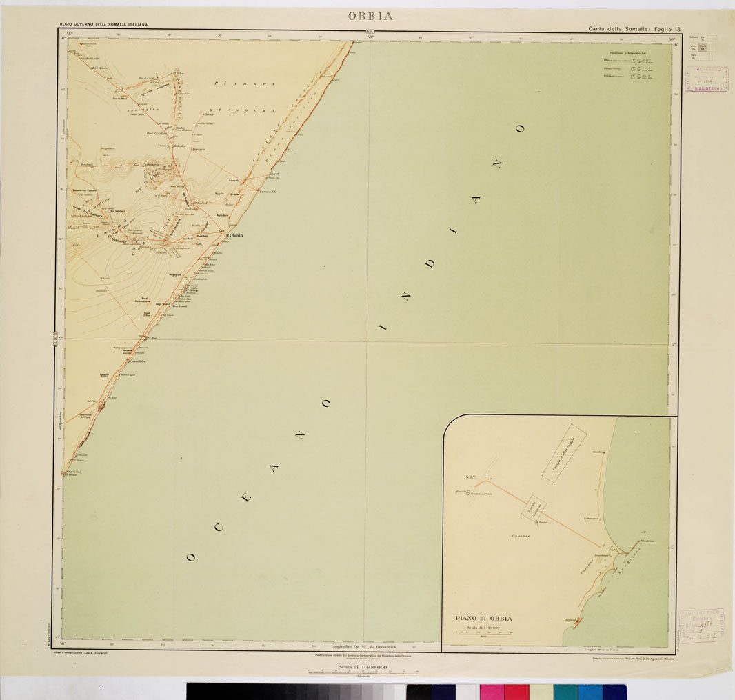 (N:3645) CARTA DELLA SOMALIA - Foglio 13 OBBIA (B0011201) Carte e stampe antiche: riproduzione a colori su carta (formato A1)