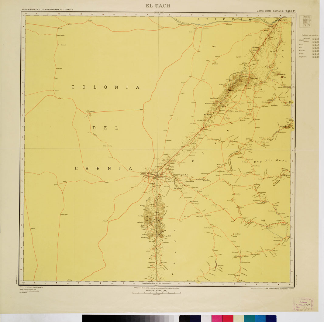 (N:3646) CARTA DELLA SOMALIA - Foglio 14 EL UACH (B0011202) Carte e stampe antiche: riproduzione a colori su carta (formato A1)