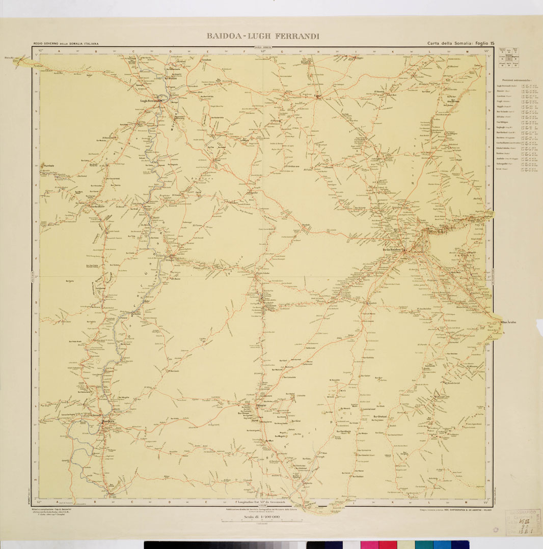 (N:3647) CARTA DELLA SOMALIA - Foglio 15 BAIDOA-LUGH-FERRANDI (B0011203) Carte e stampe antiche: riproduzione a colori su carta (formato A1)