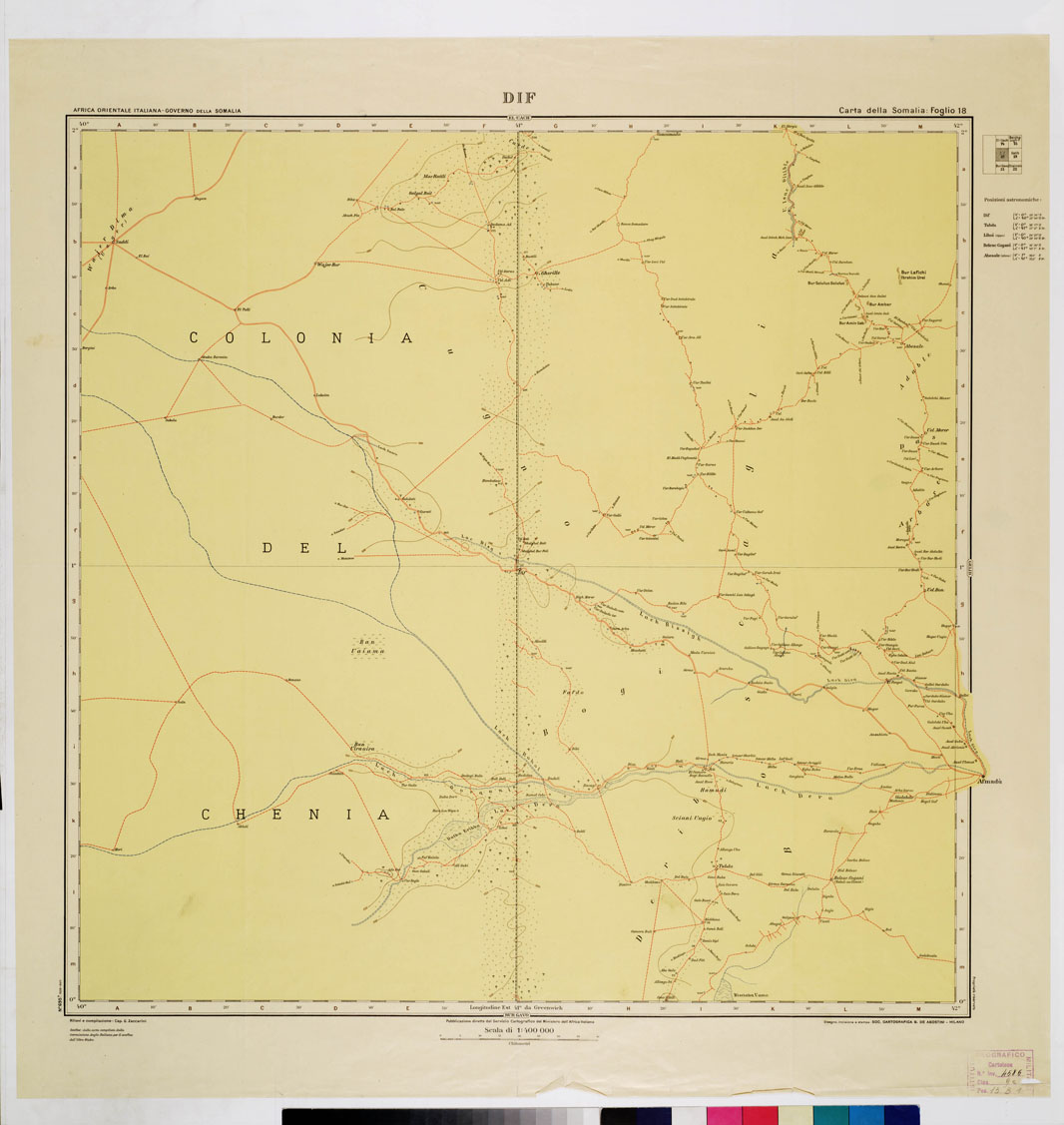 (N:3650) CARTA DELLA SOMALIA - Foglio 18 DIF (B0011206) Carte e stampe antiche: riproduzione a colori su carta (formato A1)