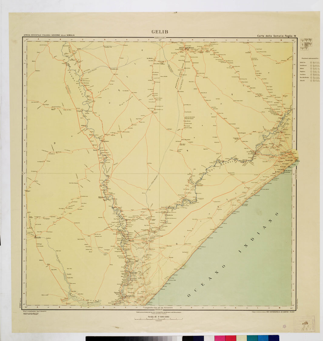 (N:3651) CARTA DELLA SOMALIA - Foglio 19 GELIB (B0011207) Carte e stampe antiche: riproduzione a colori su carta (formato A1)