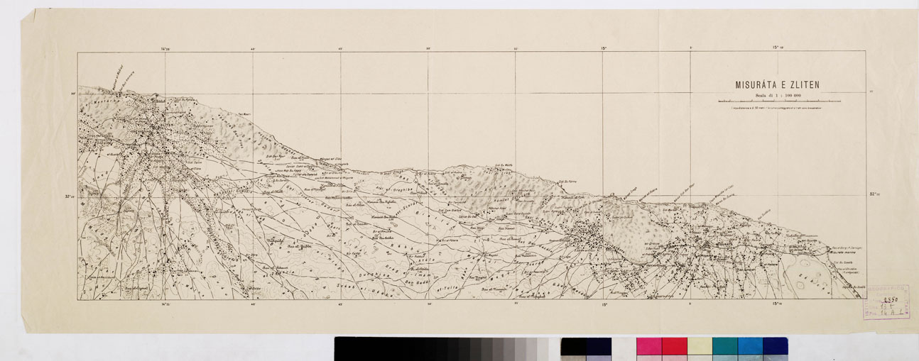 (N:7870) CARTA TOPOGRAFICA DELLA TRIPOLITANIA - MISURATA E ZLITEN (B0011215) Carte e stampe antiche: riproduzione a colori su carta (formato A1)