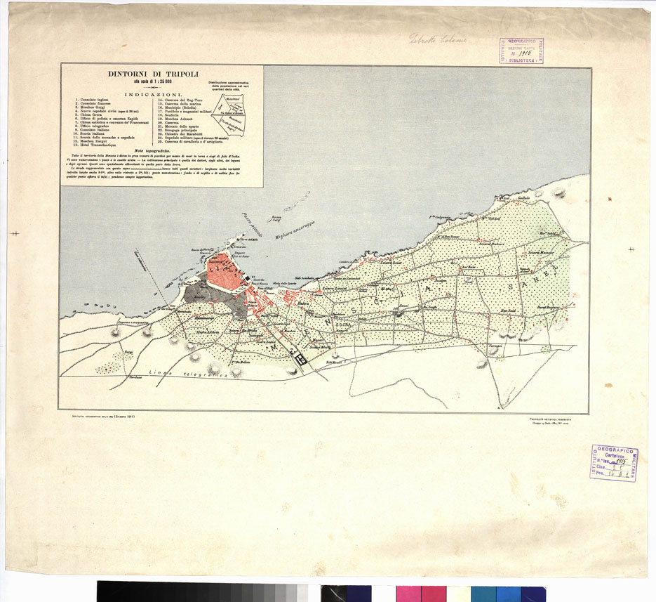 (N:1613) DINTORNI DI TRIPOLI (B0011245) Carte e stampe antiche: riproduzione a colori su carta (formato A1)