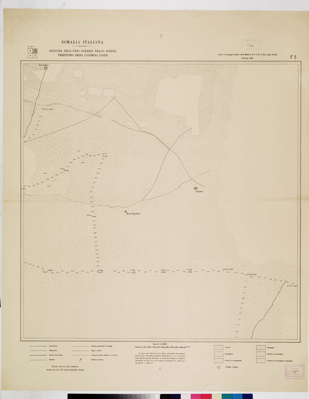 (N:14648) SOMALIA ITALIANA. REGIONE DELL'UEBI SCEBELI NELLO SCIDLE, TERRITORIO DEGLI UALEMOIA UACLE - Foglio 3 (B0011251) Carte e stampe antiche: riproduzione a colori su carta (formato A1)