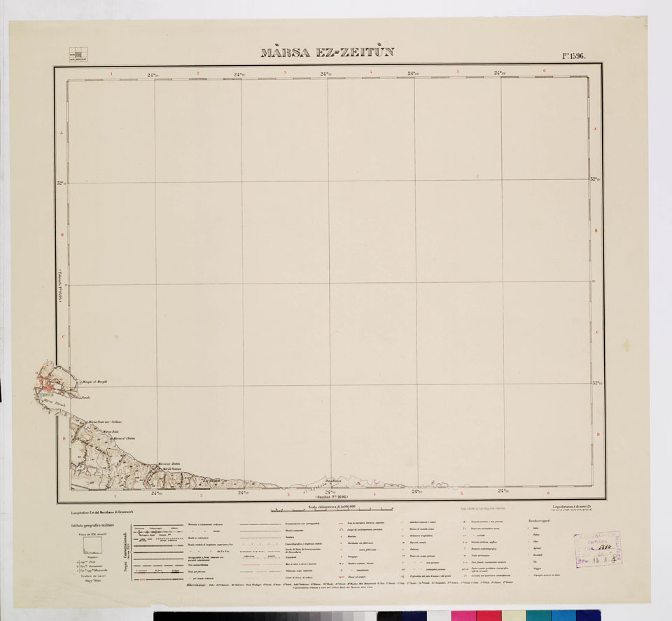 (N:7674) CARTA TOPOGRAFICA DELLA LIBIA - MARSA EZ-ZEITUN Foglio 1596 (B0011292) Carte e stampe antiche: riproduzione a colori su carta (formato A1)