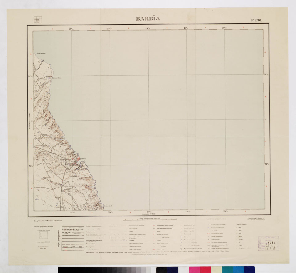(N:7643) CARTA TOPOGRAFICA DELLA LIBIA - BARDIA Foglio 1698 (B0011293) Carte e stampe antiche: riproduzione a colori su carta (formato A1)