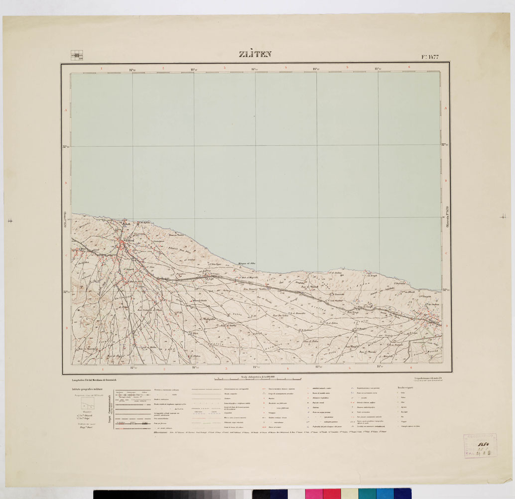 (N:7687) CARTA TOPOGRAFICA DELLA LIBIA - ZLITEN Foglio 1477 (B0011296) Carte e stampe antiche: riproduzione a colori su carta (formato A1)