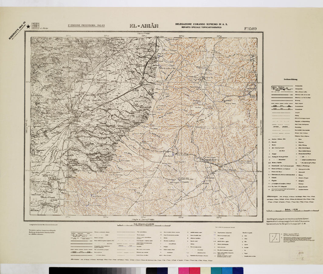 (N:7654) CARTA TOPOGRAFICA DELLA LIBIA - EL ABIAR Foglio 1589 (B0011305) Carte e stampe antiche: riproduzione a colori su carta (formato A1)