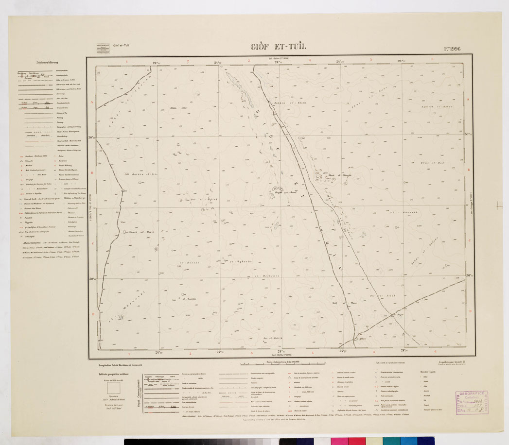 (N:7669) CARTA TOPOGRAFICA DELLA LIBIA - GIOF ET-TUIL Foglio 1996 (B0011313) Carte e stampe antiche: riproduzione a colori su carta (formato A1)