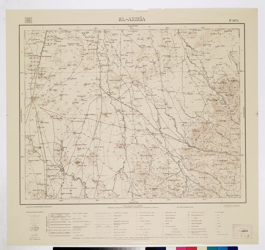 (N:7652) CARTA TOPOGRAFICA DELLA LIBIA - EL - AZIZIA Foglio 1474 (B0011320) Carte e stampe antiche: riproduzione a colori su carta (formato A1)