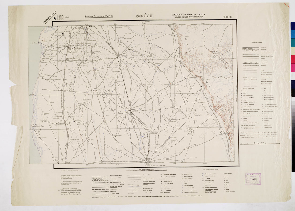 (N:7682) CARTA TOPOGRAFICA DELLA LIBIA - SOLUCH Foglio 1688 (B0011324) Carte e stampe antiche: riproduzione a colori su carta (formato A1)