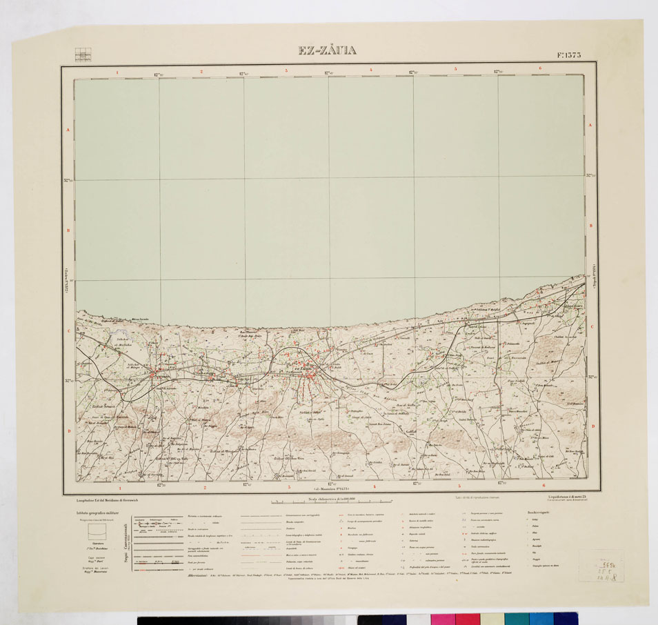 (N:7657) CARTA TOPOGRAFICA DELLA LIBIA - EL ZAUIA Foglio 1373 (B0011327) Carte e stampe antiche: riproduzione a colori su carta (formato A1)