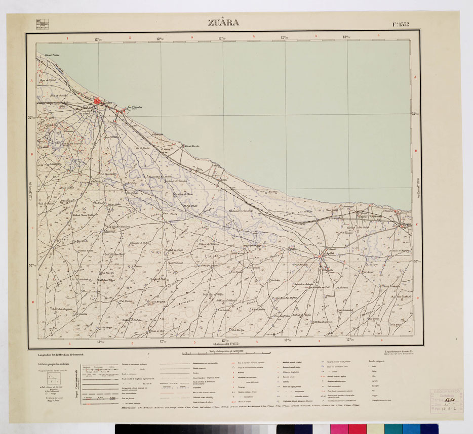 (N:7688) CARTA TOPOGRAFICA DELLA LIBIA - ZUARA Foglio 1372 (B0011334) Carte e stampe antiche: riproduzione a colori su carta (formato A1)