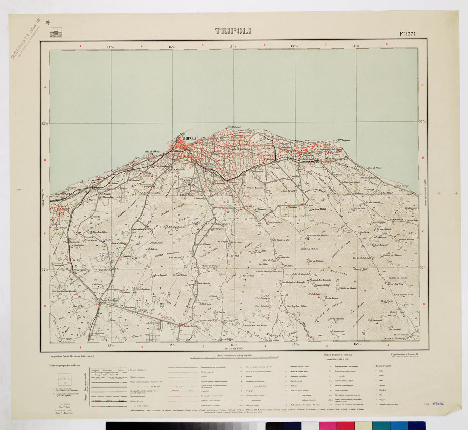 (N:7685) CARTA TOPOGRAFICA DELLA LIBIA - TRIPOLI Foglio 1374 (B0011335) Carte e stampe antiche: riproduzione a colori su carta (formato A1)