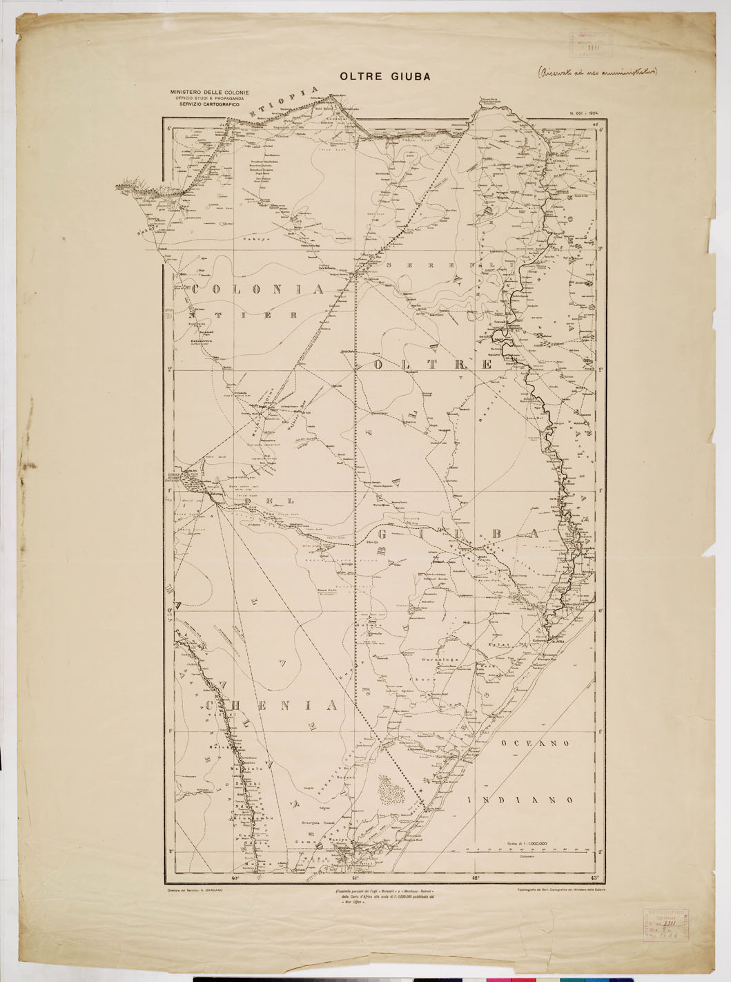 (N:11115) OLTRE GIUBA (B0011407) Carte e stampe antiche: riproduzione a colori su carta (formato A1)