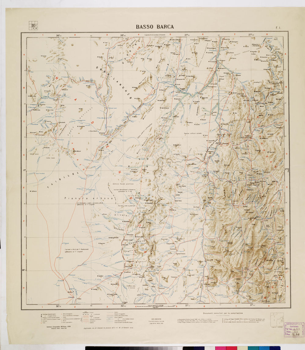 (N:4164) CARTA DIMOSTRATIVA DELLA COLONIA ERITREA E REGIONI ADIACENTI - Foglio 1 BASSO BARCA (B0011409) Carte e stampe antiche: riproduzione a colori su carta (formato A1)