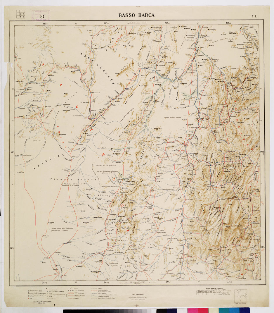 (N:4165) CARTA DIMOSTRATIVA DELLA COLONIA ERITREA E REGIONI ADIACENTI -  Foglio 1 BASSO BARCA (B0011411) Carte e stampe antiche: riproduzione a colori su carta (formato A1)