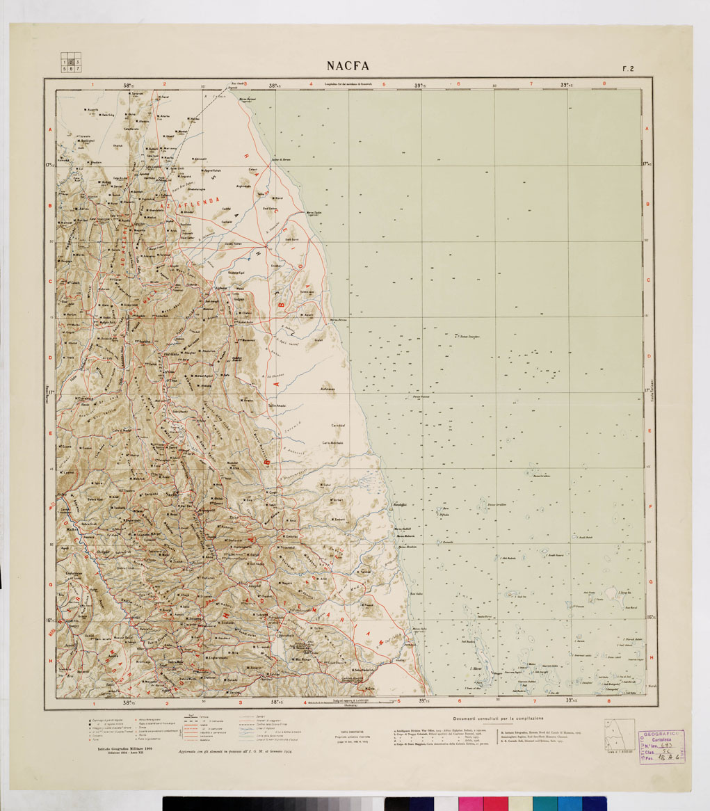 (N:4184) CARTA DIMOSTRATIVA DELLA COLONIA ERITREA E REGIONI ADIACENTI -  Foglio 2 NACFA (B0011413) Carte e stampe antiche: riproduzione a colori su carta (formato A1)