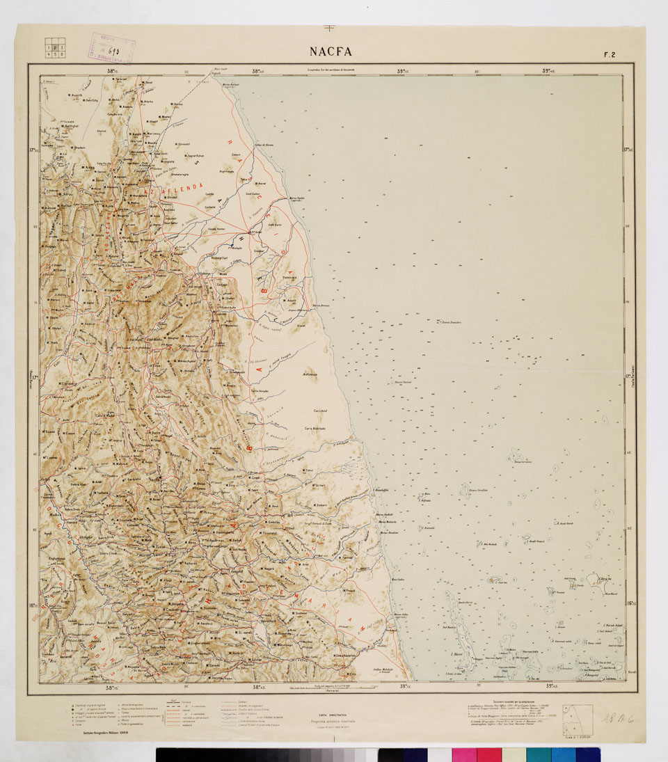 (N:4182) CARTA DIMOSTRATIVA DELLA COLONIA ERITREA E REGIONI ADIACENTI -  Foglio 2 NACFA (B0011414) Carte e stampe antiche: riproduzione a colori su carta (formato A1)