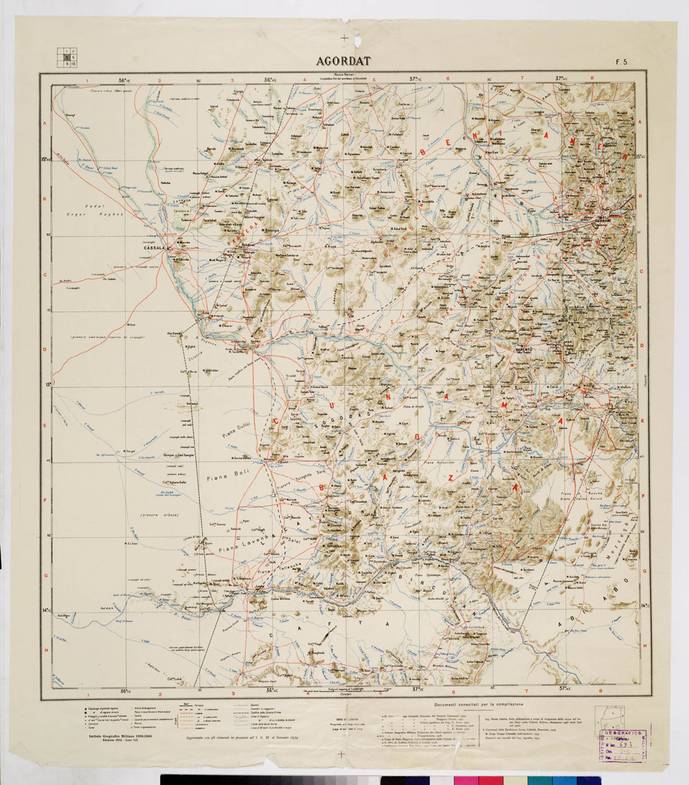(N:4194) CARTA DIMOSTRATIVA DELLA COLONIA ERITREA E REGIONI ADIACENTI - Foglio 5 AGORDAT (B0011421) Carte e stampe antiche: riproduzione a colori su carta (formato A1)