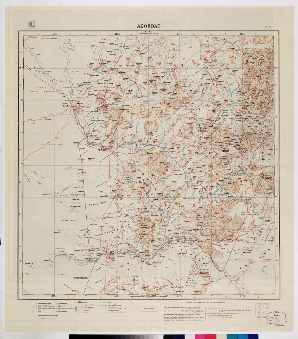 (N:4195) CARTA DIMOSTRATIVA DELLA COLONIA ERITREA E REGIONI ADIACENTI - Foglio 5 AGORDAT (B0011423) Carte e stampe antiche: riproduzione a colori su carta (formato A1)