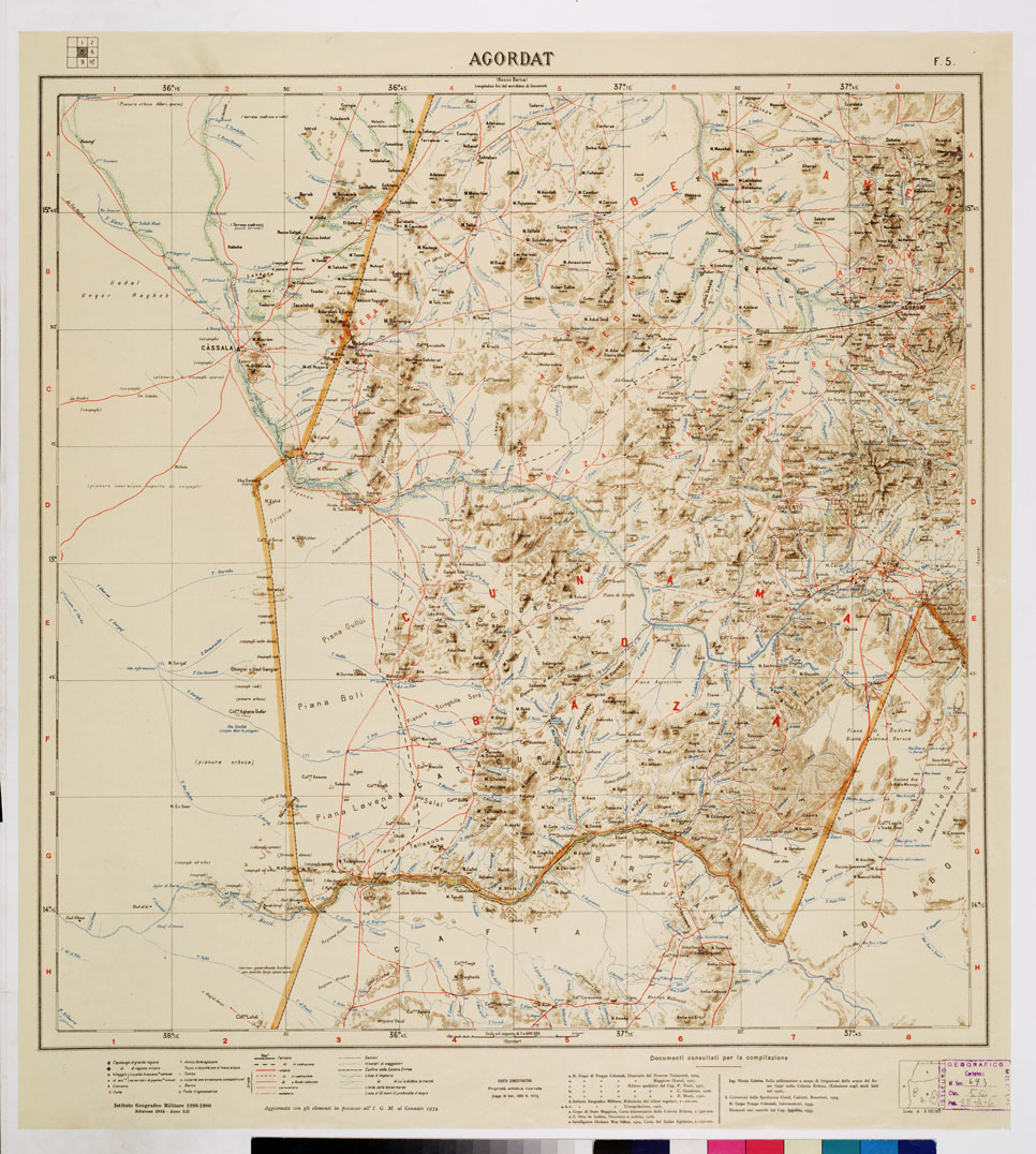 (N:4192) CARTA DIMOSTRATIVA DELLA COLONIA ERITREA E REGIONI ADIACENTI - Foglio 5 AGORDAT (B0011425) Carte e stampe antiche: riproduzione a colori su carta (formato A1)