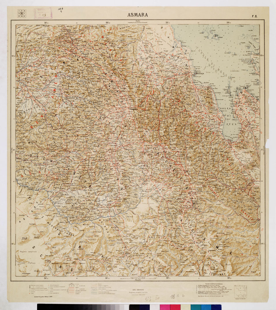 (N:4197) CARTA DIMOSTRATIVA DELLA COLONIA ERITREA E REGIONI ADIACENTI - Foglio 6 ASMARA (B0011426) Carte e stampe antiche: riproduzione a colori su carta (formato A1)