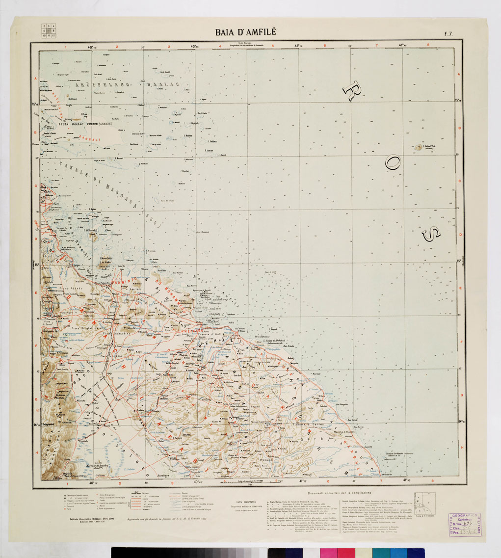 (N:4200) CARTA DIMOSTRATIVA DELLA COLONIA ERITREA E REGIONI ADIACENTI - Foglio 7 BAIA D'AMFILE' (B0011429) Carte e stampe antiche: riproduzione a colori su carta (formato A1)