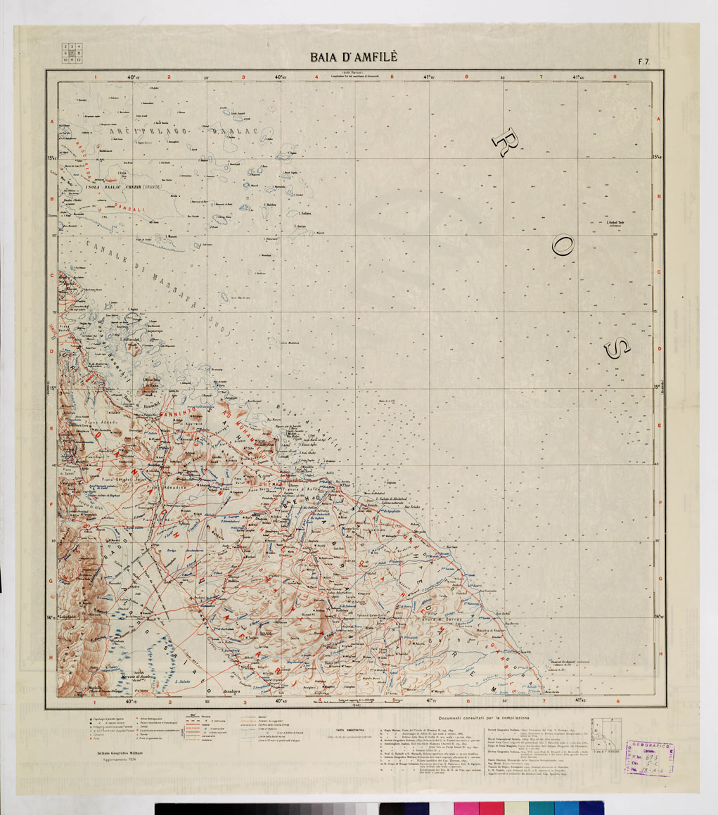 (N:4199) CARTA DIMOSTRATIVA DELLA COLONIA ERITREA E REGIONI ADIACENTI - Foglio 7 BAIA D'AMFILE' (B0011431) Carte e stampe antiche: riproduzione a colori su carta (formato A1)