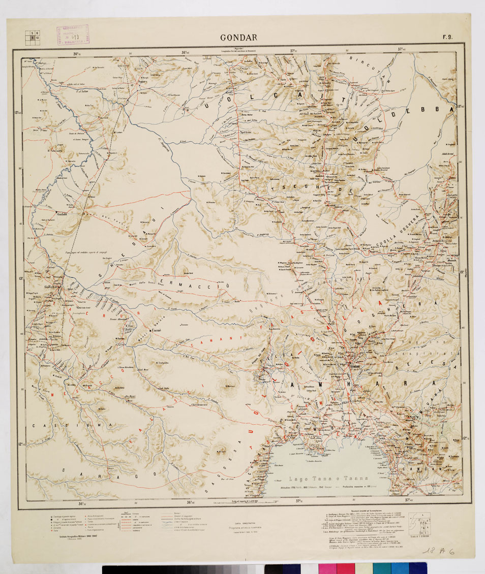 (N:4206) CARTA DIMOSTRATIVA DELLA COLONIA ERITREA E REGIONI ADIACENTI - Foglio 9 GONDAR (B0011434) Carte e stampe antiche: riproduzione a colori su carta (formato A1)