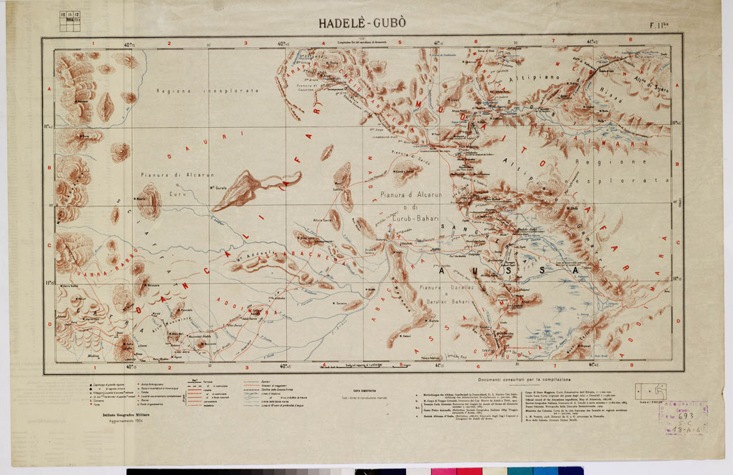 (N:4170) CARTA DIMOSTRATIVA DELLA COLONIA ERITREA E REGIONI ADIACENTI - Foglio 11 BIS HADELE'-GUBO' (B0011443) Carte e stampe antiche: riproduzione a colori su carta (formato A1)