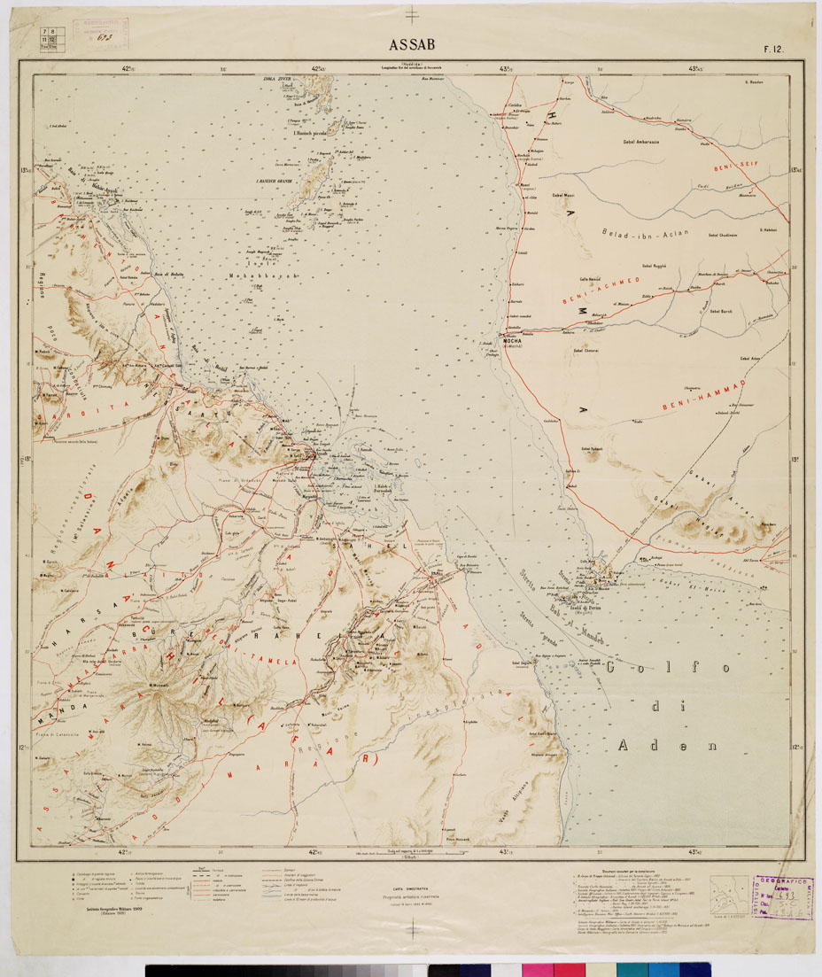 (N:4177) CARTA DIMOSTRATIVA DELLA COLONIA ERITREA E REGIONI ADIACENTI - Foglio 12 ASSAB (B0011446) Carte e stampe antiche: riproduzione a colori su carta (formato A1)