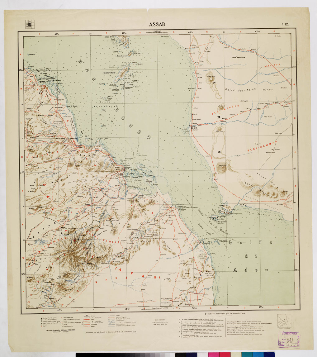 (N:4178) CARTA DIMOSTRATIVA DELLA COLONIA ERITREA E REGIONI ADIACENTI - Foglio 12 ASSAB (B0011447) Carte e stampe antiche: riproduzione a colori su carta (formato A1)