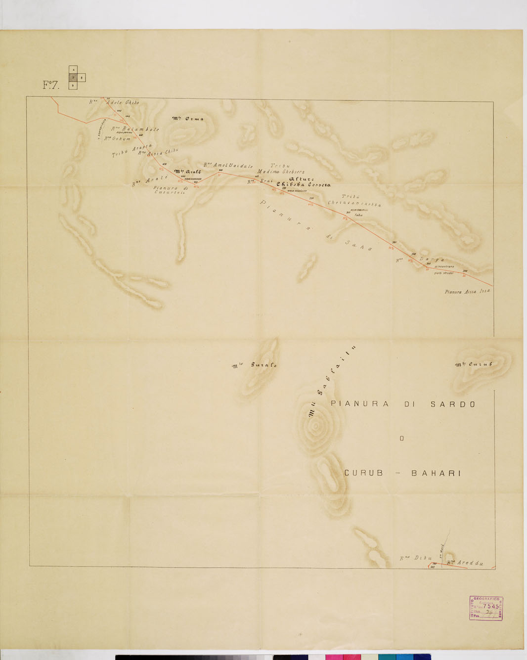 (N:11050) ITINERARIO DA ASSAB ALL'AUSSA - Foglio 7 (B0011464) Carte e stampe antiche: riproduzione a colori su carta (formato A1)