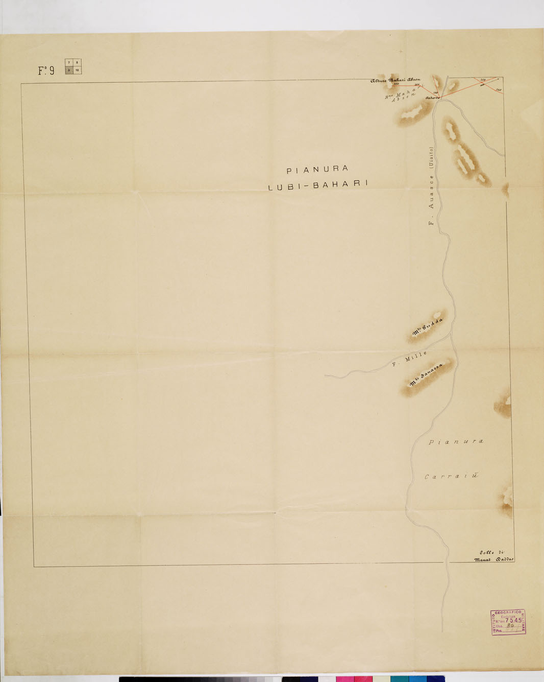 (N:11052) ITINERARIO DA ASSAB ALL'AUSSA - Foglio 9 (B0011466) Carte e stampe antiche: riproduzione a colori su carta (formato A1)