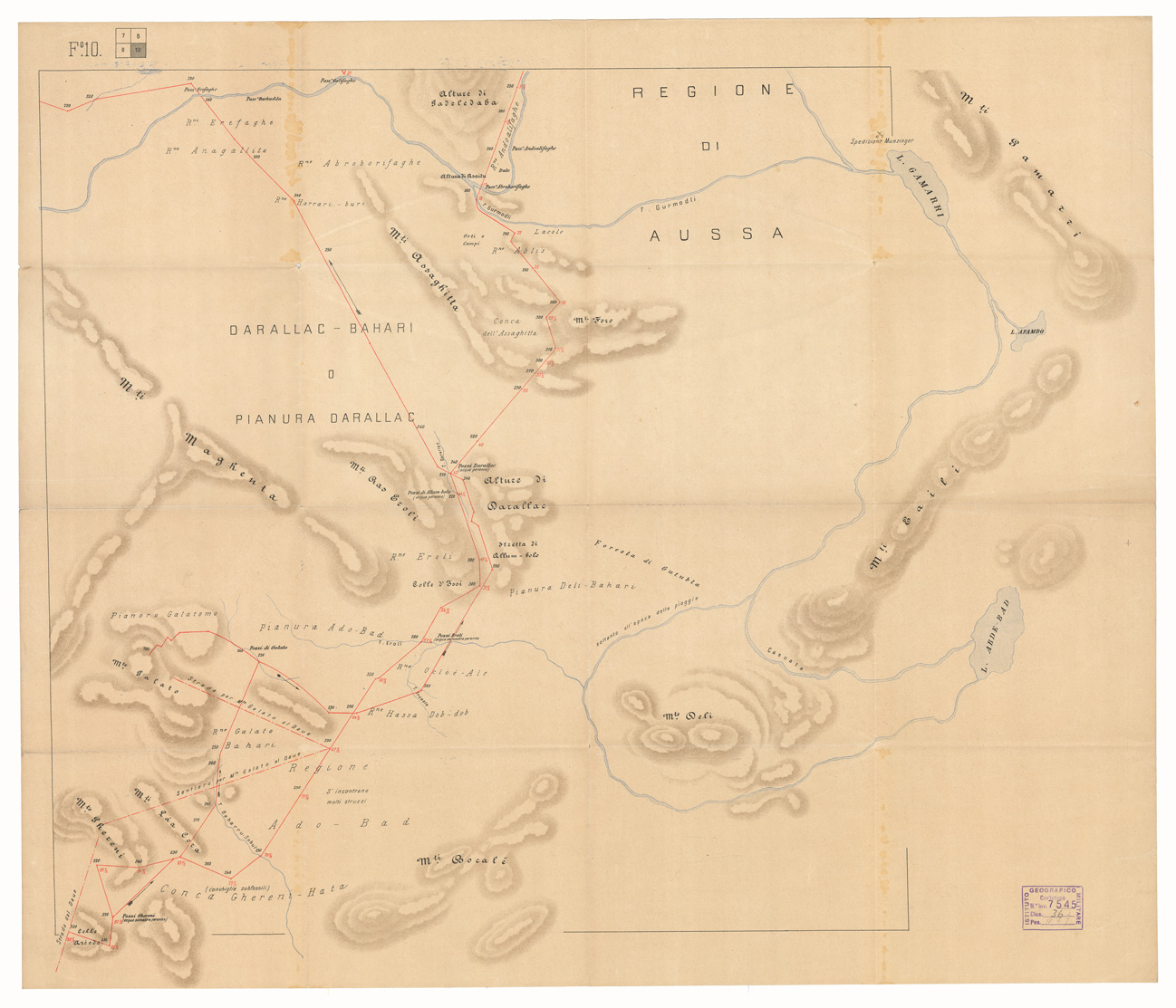(N:11042) ITINERARIO DA ASSAB ALL'AUSSA - Foglio 10 (B0011467) Carte e stampe antiche: riproduzione a colori su carta (formato A1)