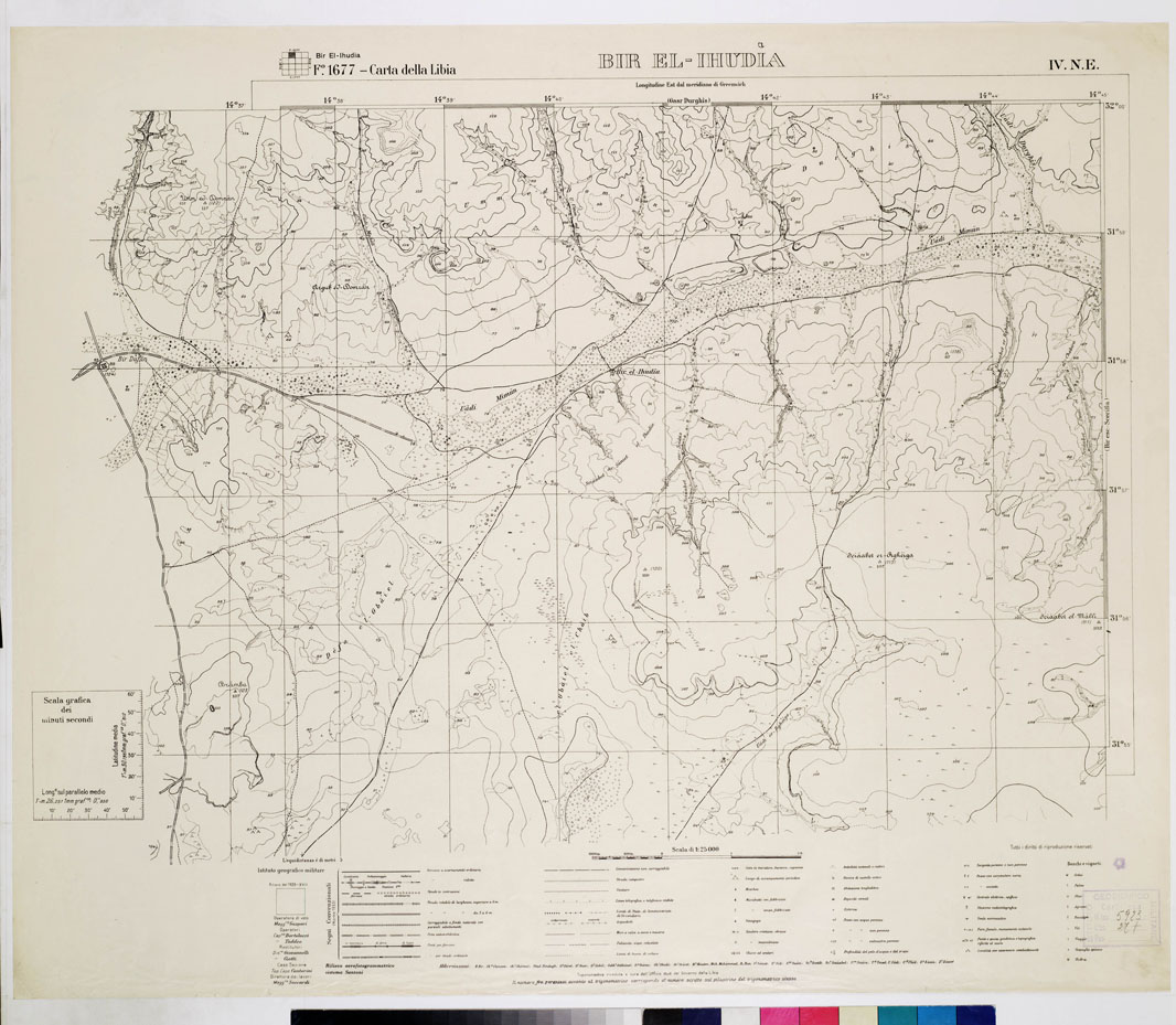 (N:3697) CARTA DELLA TRIPOLITANIA (CARTA DELLA LIBIA) - Foglio 1677 BIR EL-IHUDIA IV.N.E. (B0011471) Carte e stampe antiche: riproduzione a colori su carta (formato A1)
