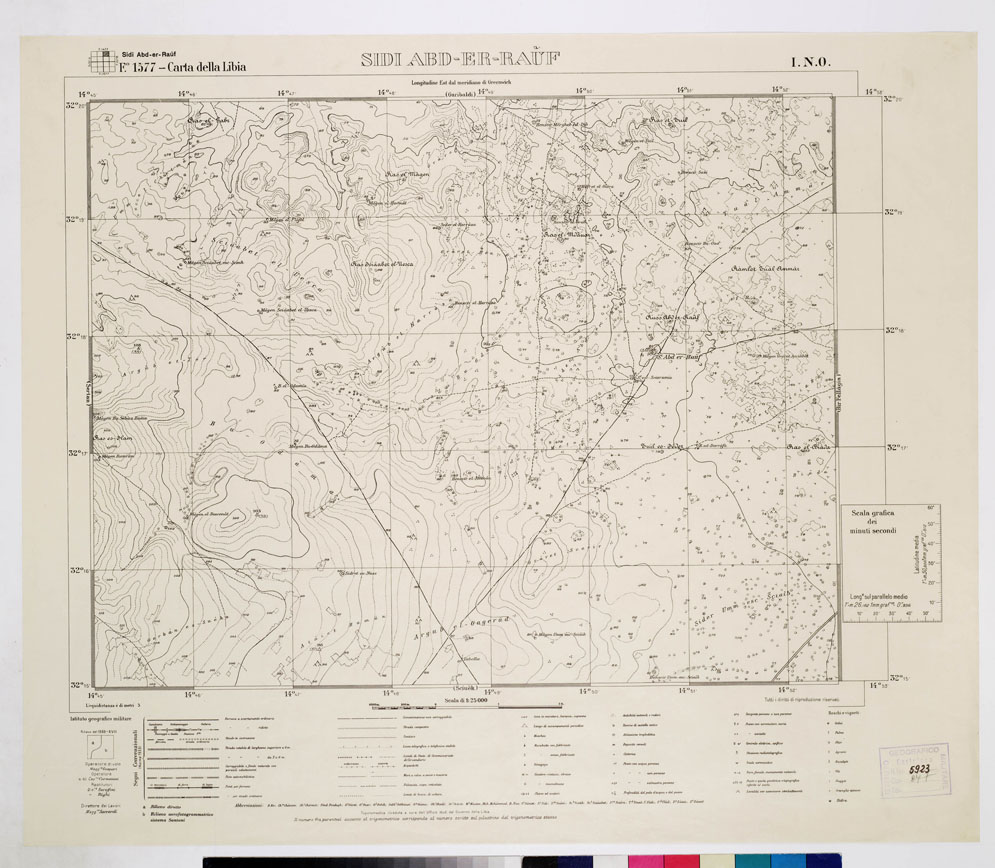 (N:3694) CARTA DELLA TRIPOLITANIA (CARTA DELLA LIBIA) - Foglio 1577 SIDI ABD-ER-RAUF I.N.O. (B0011481) Carte e stampe antiche: riproduzione a colori su carta (formato A1)