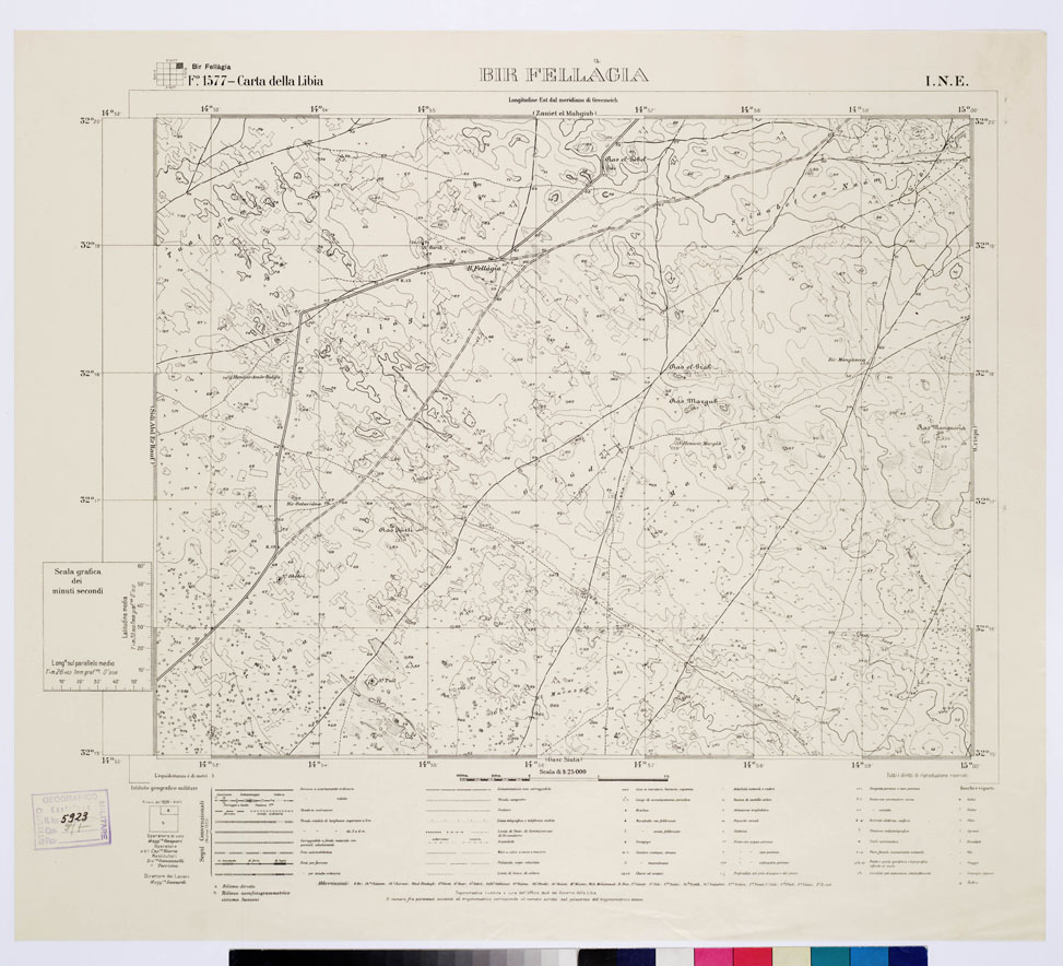 (N:3682) CARTA DELLA TRIPOLITANIA (CARTA DELLA LIBIA) - Foglio 1577 BIR FELLAGIA I.N.E. (B0011482) Carte e stampe antiche: riproduzione a colori su carta (formato A1)