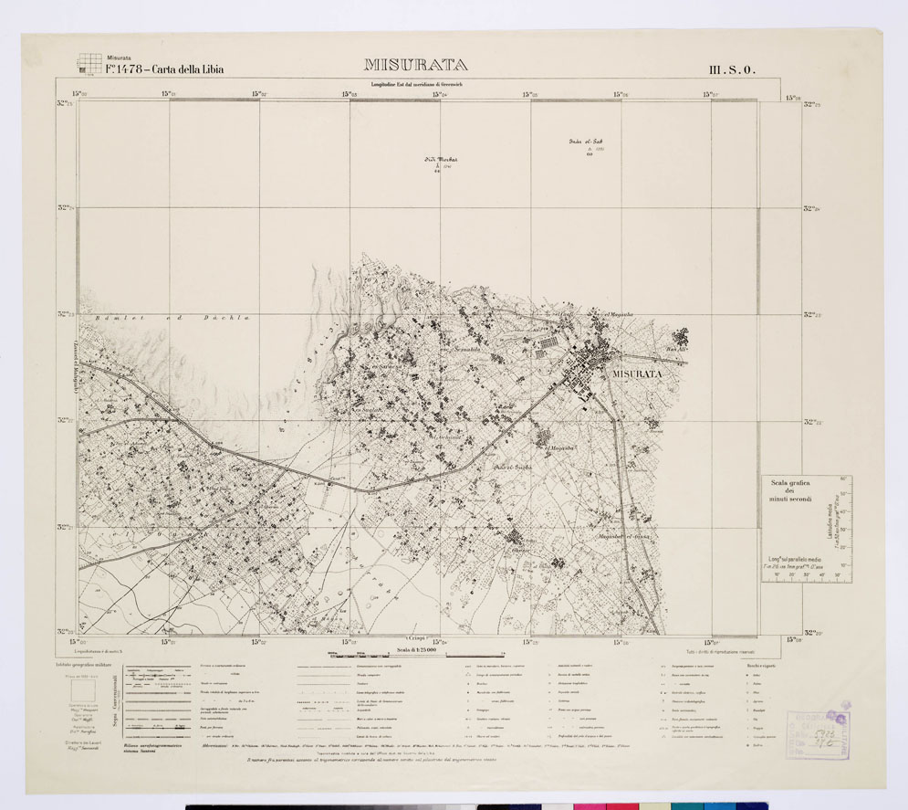 (N:3681) CARTA DELLA TRIPOLITANIA (CARTA DELLA LIBIA) - Foglio 1478 MISURATA III.S.O. (B0011487) Carte e stampe antiche: riproduzione a colori su carta (formato A1)